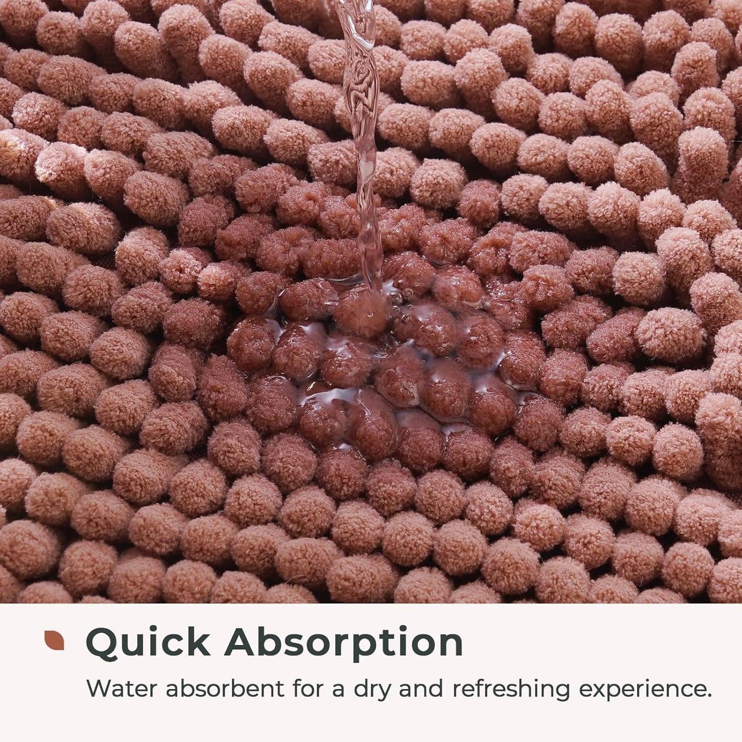 FRESHMINT Chenille Bathroom Rugs Mat 32"x20", Non-Slip Bath Mat for Bathroom Floor & BathTub, Washable Soft Shower Shag Bath Rugs, Durable Fluffy Thick Water Absorbent Microfiber Shower Mat, Rust Pink