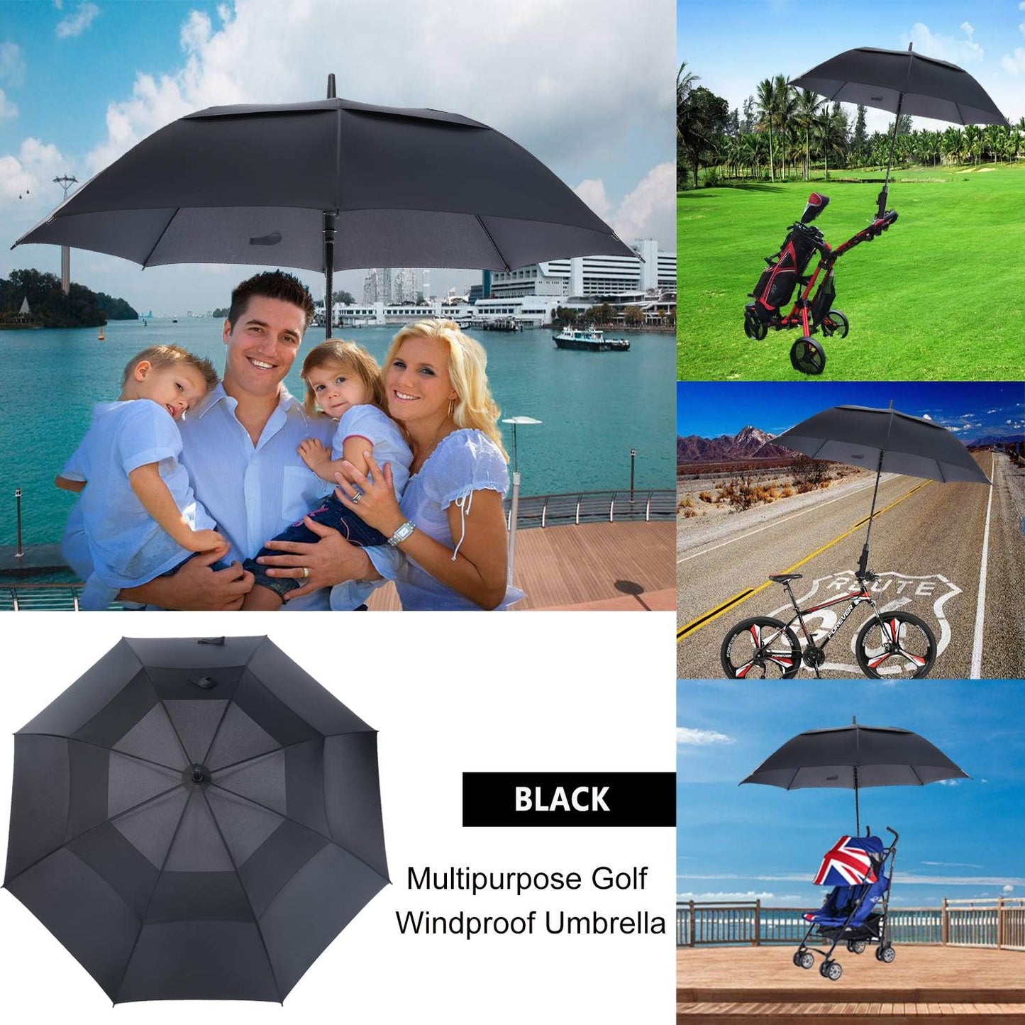 MRTLLOA Extra Large Golf Umbrella, 54/62/68/72 Inch Automatic Open, Oversize Double Canopy Vented Windproof Waterproof Sports Umbrellas for Rain