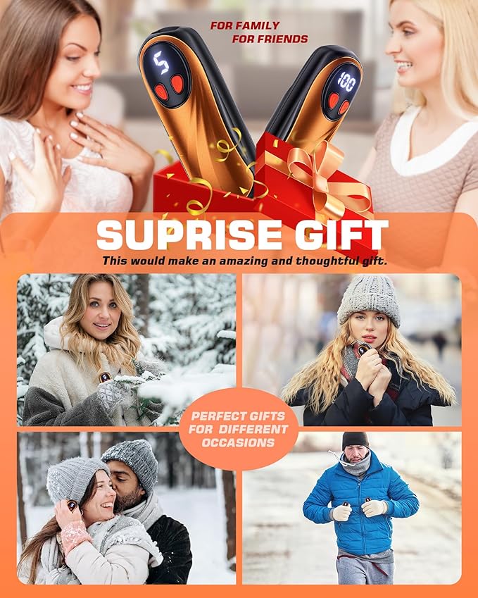 Hand Warmers Rechargeable 2 Pack, 6000mAh Electric Hand Warmers, 5-Level Heating with Battery Display, Reusable Portable Pocket Heater, Gifts for Christmas, Outdoor, Golf, Travel, Hunting, Camping