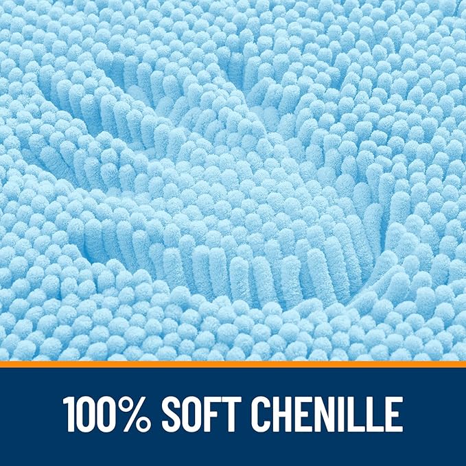 OLANLY Bathroom Rugs 59x20, Extra Soft Absorbent Chenille Bath Rugs, Rubber Backing Quick Dry, Machine Washable Bath Mats for Bathroom Floor, Tub and Shower, Home Decor Accessories, Sky Blue