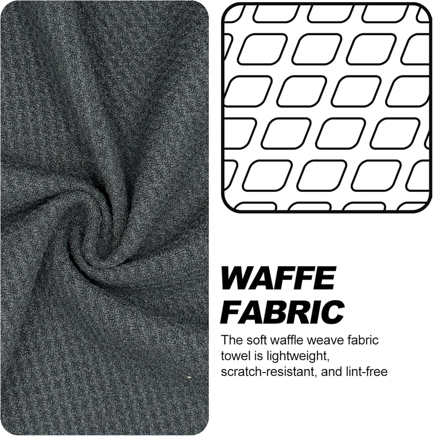 Magnetic Golf Towel with Clip, Microfiber Waffle Design - Industrial Strength Magnet for Strong Hold to Golf Bags, Carts & Clubs - Gray