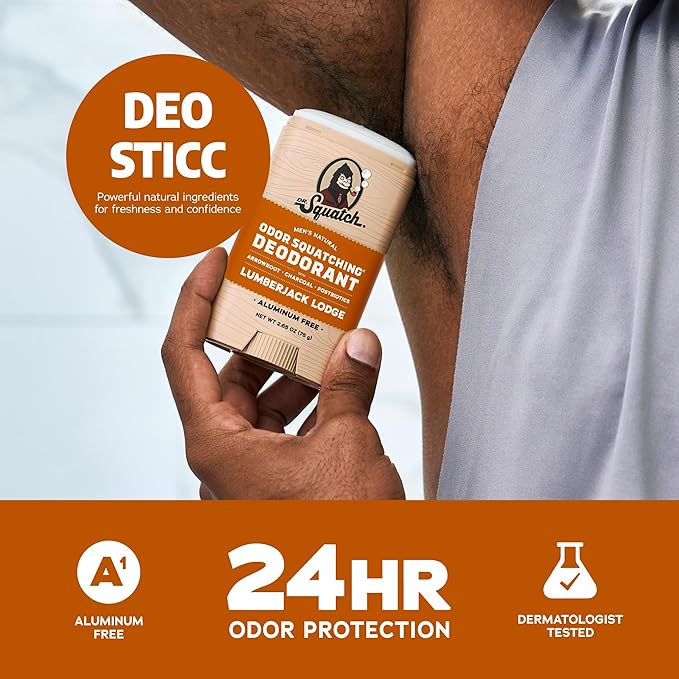 Dr. Squatch Natural Deodorant for Men - Odor-Squatching Aluminum Free - Mountain Meadow & Lumberjack Lodge (2.65 oz, 2-Pack)