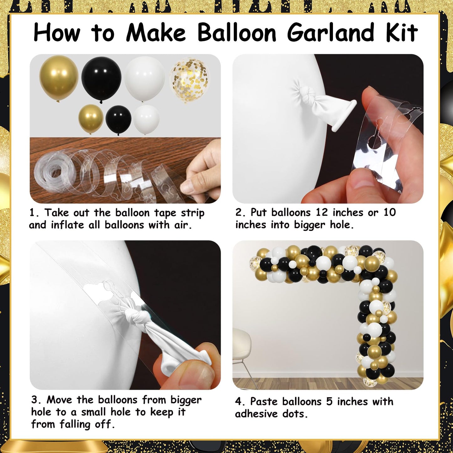 Jollyboom Drippin Swag 16 Birthday Decorations for Boys, Black and Gold 16th Birthday Backdrop Balloon Garland Kit with Banner Cake Topper Cupcake Toppers Number 16 Balloon for Boy Party Photo Wall