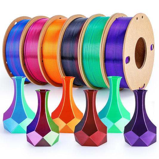 3Dgenius 3D Printer Filament Bundle Silk PLA Filament 1.75mm Pack 3D Printing Filament Pack Silk PLA 3D Printer Filament Fit Mos