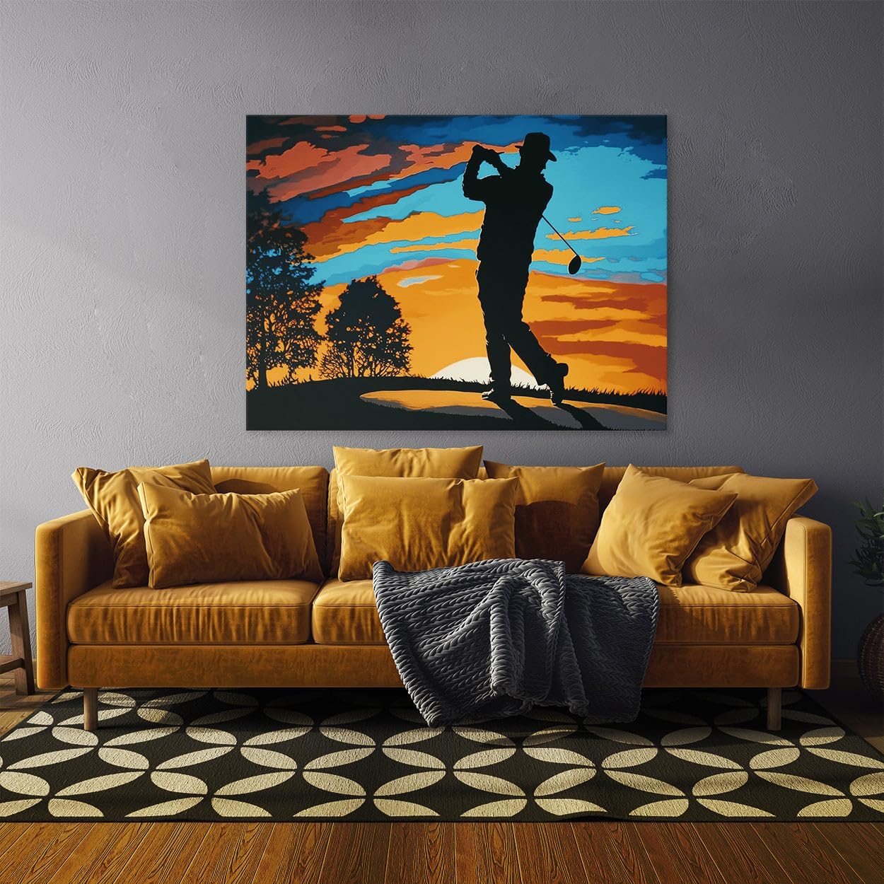 Sense Canvas Golf Golfer Sunrise Sunset 11 Canvas Art - Home Decor Wall Art Print Poster Painting Medium 24x18 / 0.75"