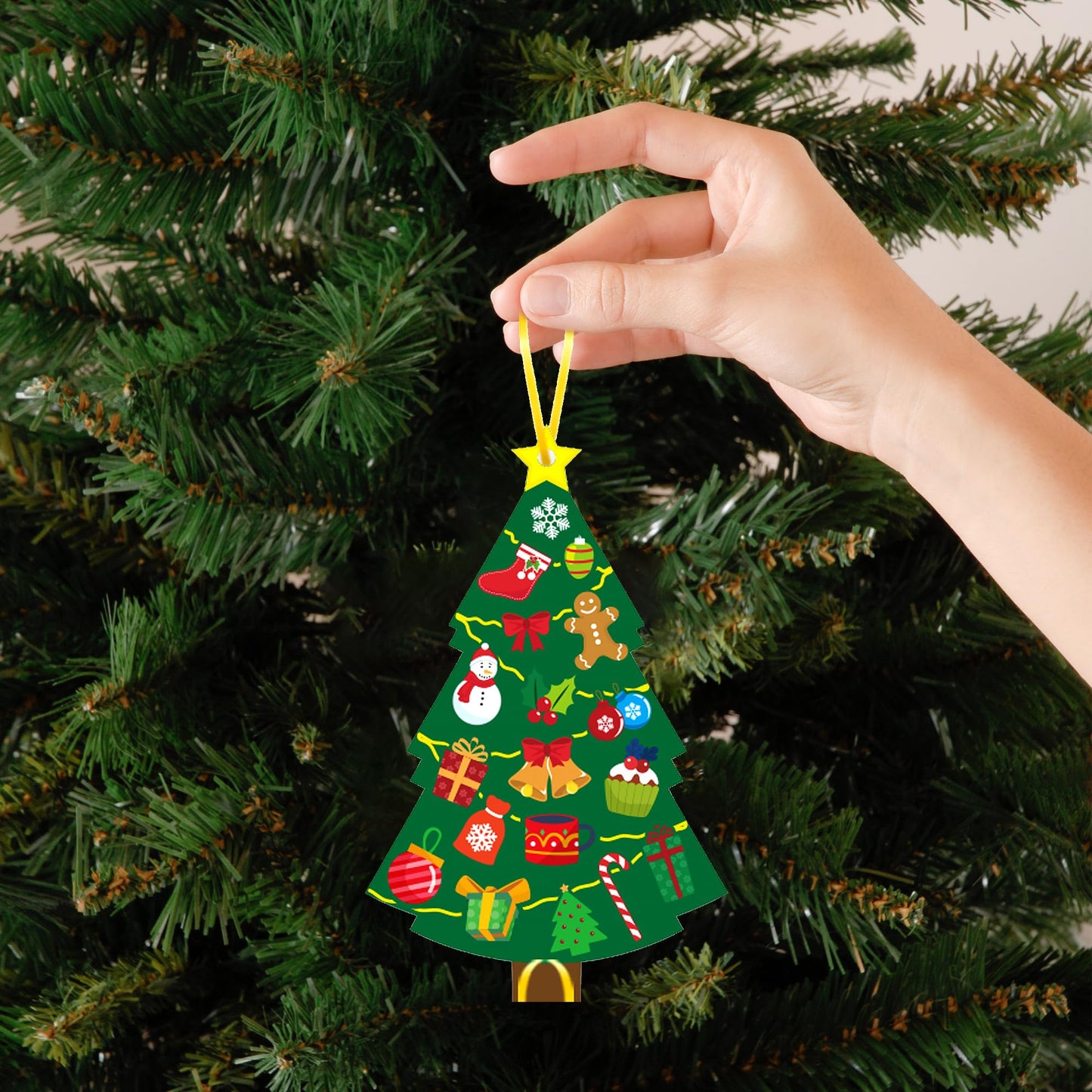 BCCSNNM 48 Pcs Christmas Tree Stickers Kit for Christmas DIY Hanging Art Ornaments Making Your Own Xmas Craft for Winter Holiday Party Classroom Activities Party Decoration