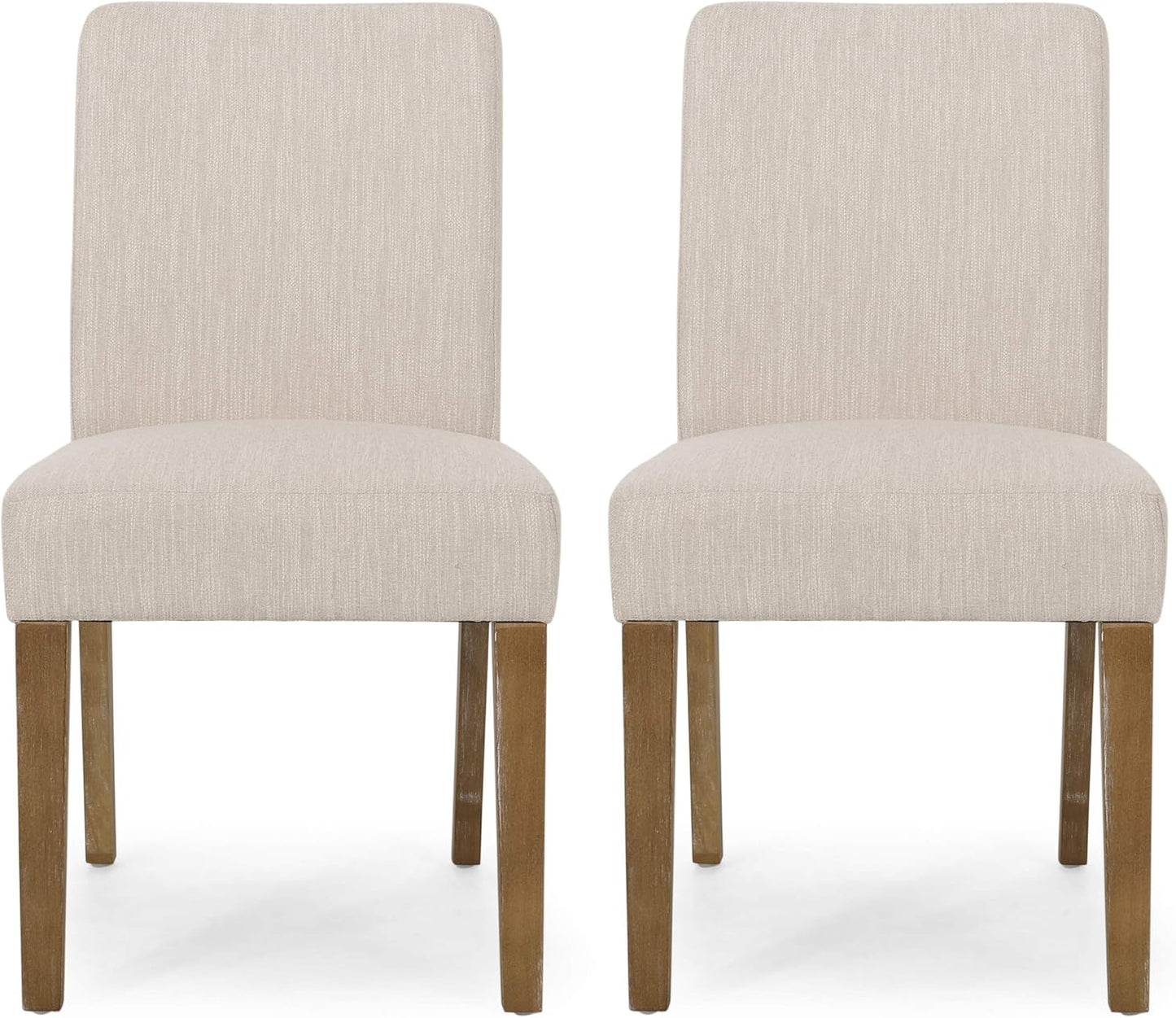 Christopher Knight Home Kuna Contemporary Upholstered Dining Chair (Set of 2), Beige + Weathered Brown