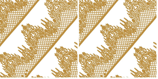 Large Pre-Made Ready to Use Edible Cake Lace Lattice Diamond Scallop Golden 12-inch 10-Piece Set (Pack of 2)