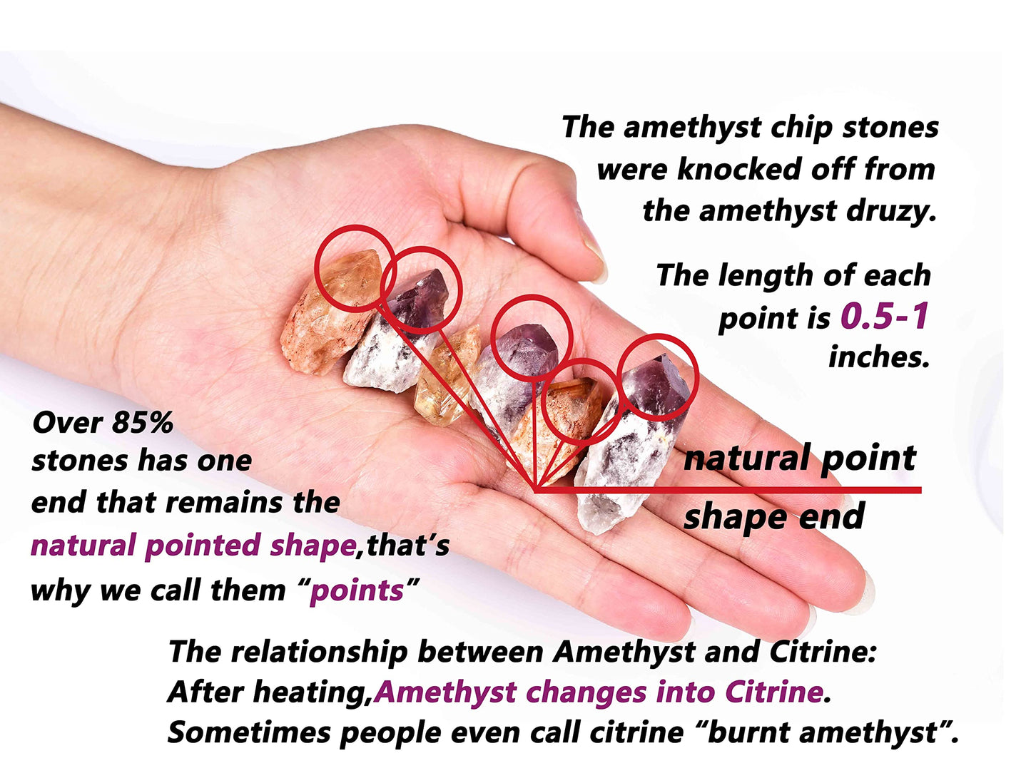 JIC Gem 24-30Pcs 0.4-0.5 Lbs Rough Natural Citrine Crystal and Amethyst Crystal Point Bulk,Raw Citrine Amethyst Crystals Healing Stones,Raw Ctrine and Amethyst Crystal Chips Bulk