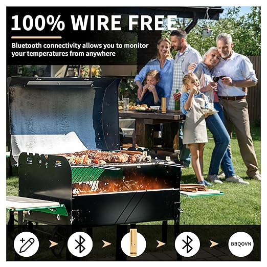 Meat Thermometer Wireless, 700FT Remote Digital Cooking Thermometer, Bluetooth Food Thermometer with Wireless Probe, iOS & Android Read App -Preprogrammed Temperatures for BBQ, Grill, Oven, Smoker