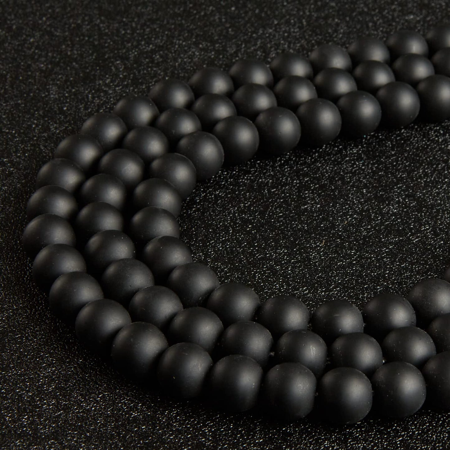 60pcs 6mm Matte Black Beads Natural Gemstone Beads Round Loose Beads for Jewelry Making