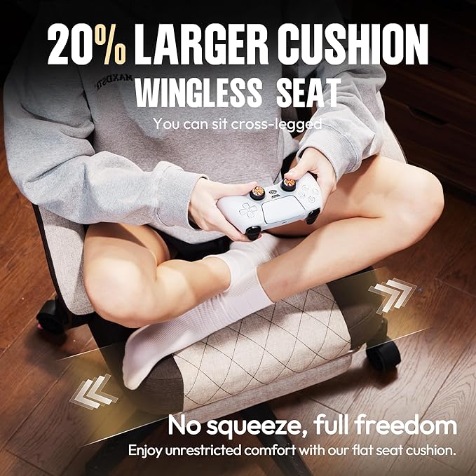 Dowinx Gaming Chair Fabric with Pocket Spring Cushion, High Back Ergonomic Computer Chair with Footrest for Adults, Massage Lumbar Support Swivel Game Chair for Office Gaming 300LBS, Brown