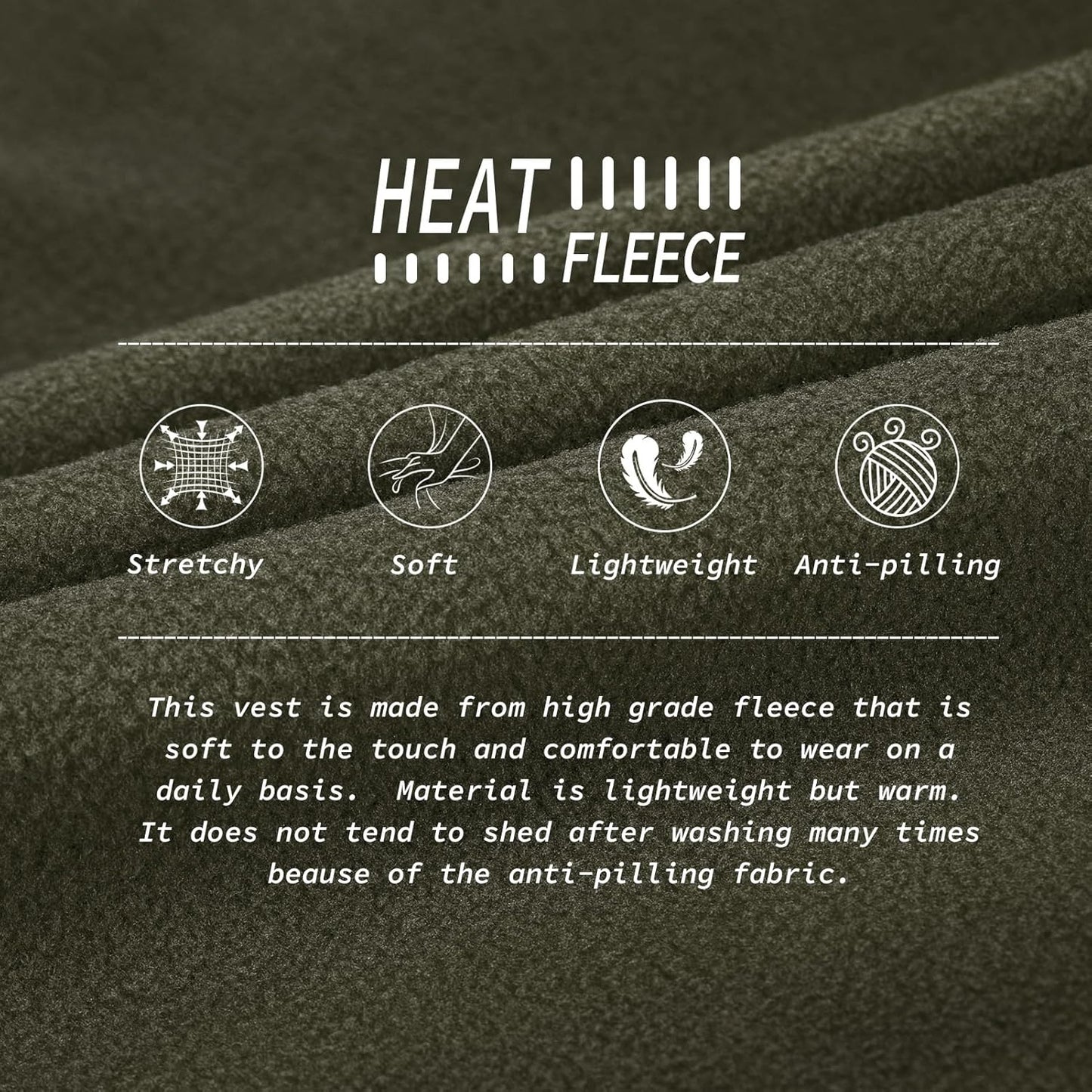 33,000ft Men's Fleece Vest, Lightweight Warm Zip Up Polar Vests Outerwear with Zipper Pockets, Sleeveless Jacket for Winter
