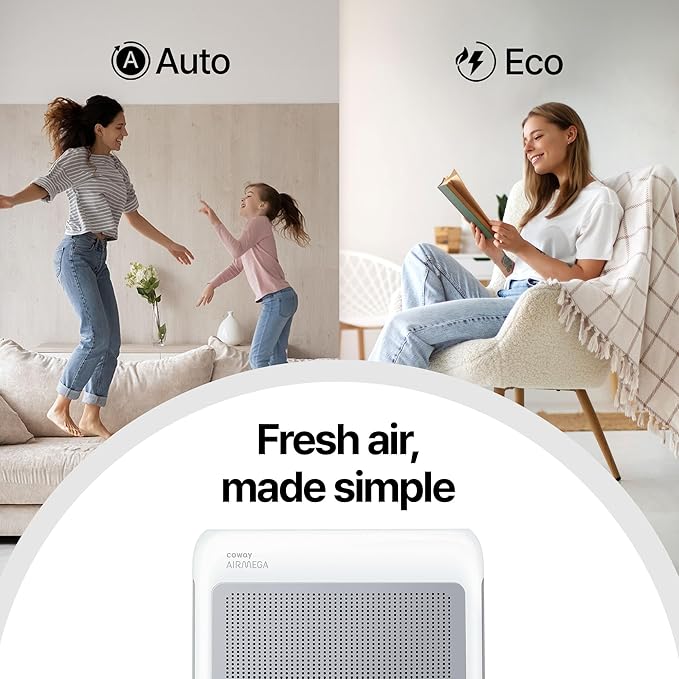 COWAY Air Purifiers for Home Up to 1,748ft², True HEPA Filter for Smoke, Allergies, Pet Dander, Odor, Air Quality Monitor, Auto&Eco Mode, Timer, Filter Indicator, 3yr Warranty, 200M, White