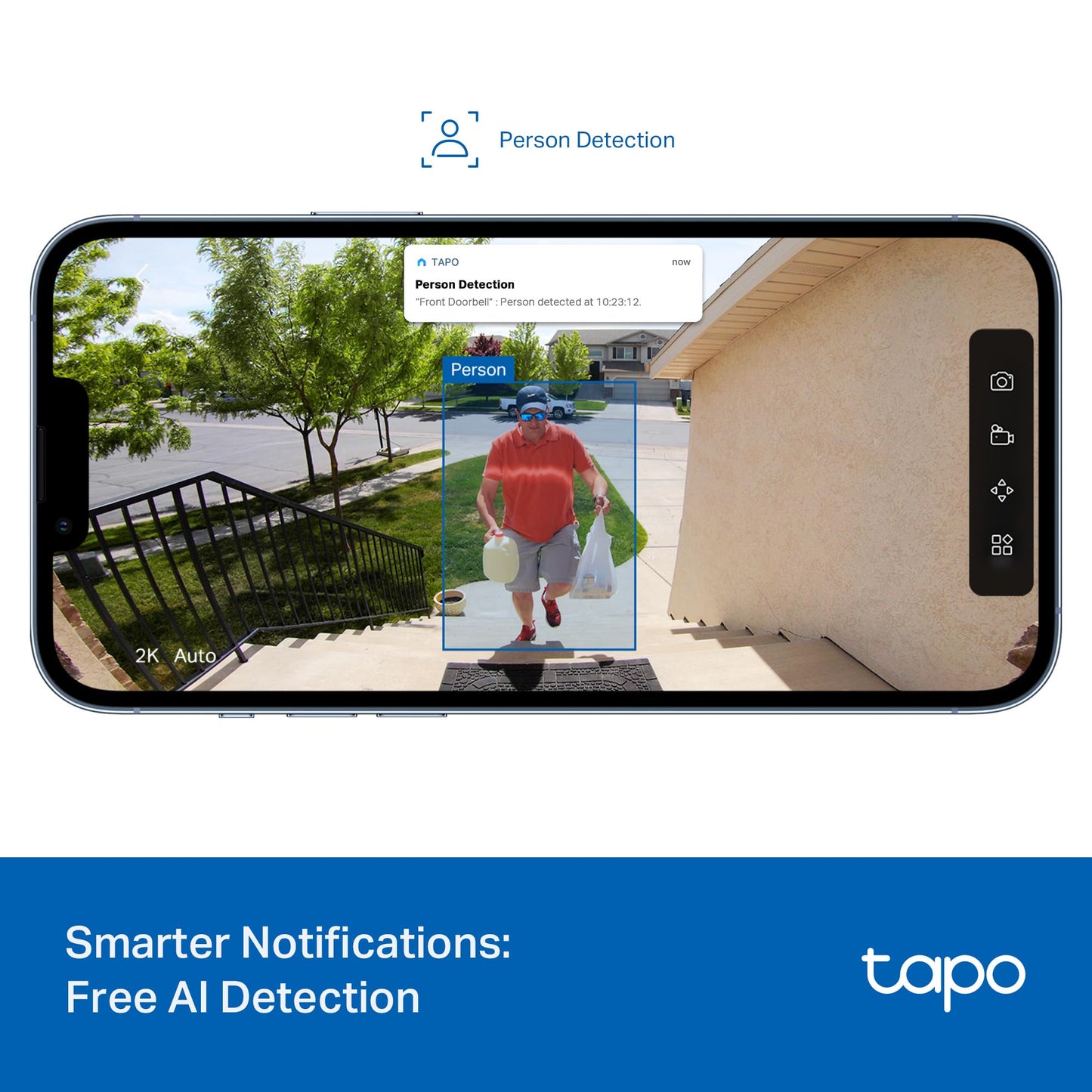 Tapo Smart Video Wireless Doorbell Camera - 2K, 160 Ultra-Wide View, Up To 180 Days Battery, Alexa, Google Assistant Compatible,