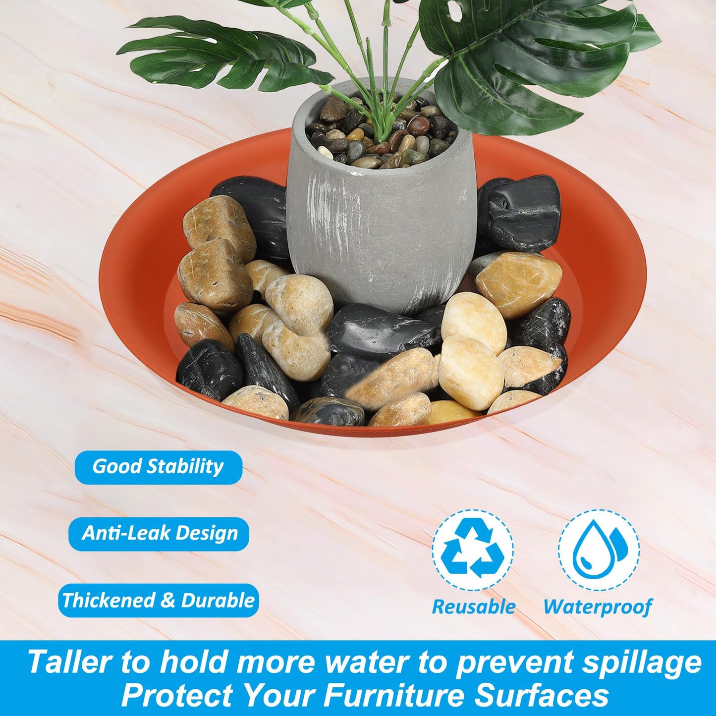 PATIKIL 10 Inch Plant Saucer Tray, 5 Pack Plastic Drip Tray Round Collects Excess Water Flower Pot Drainage Trays for Heavy Indoor Outdoor Pan, White