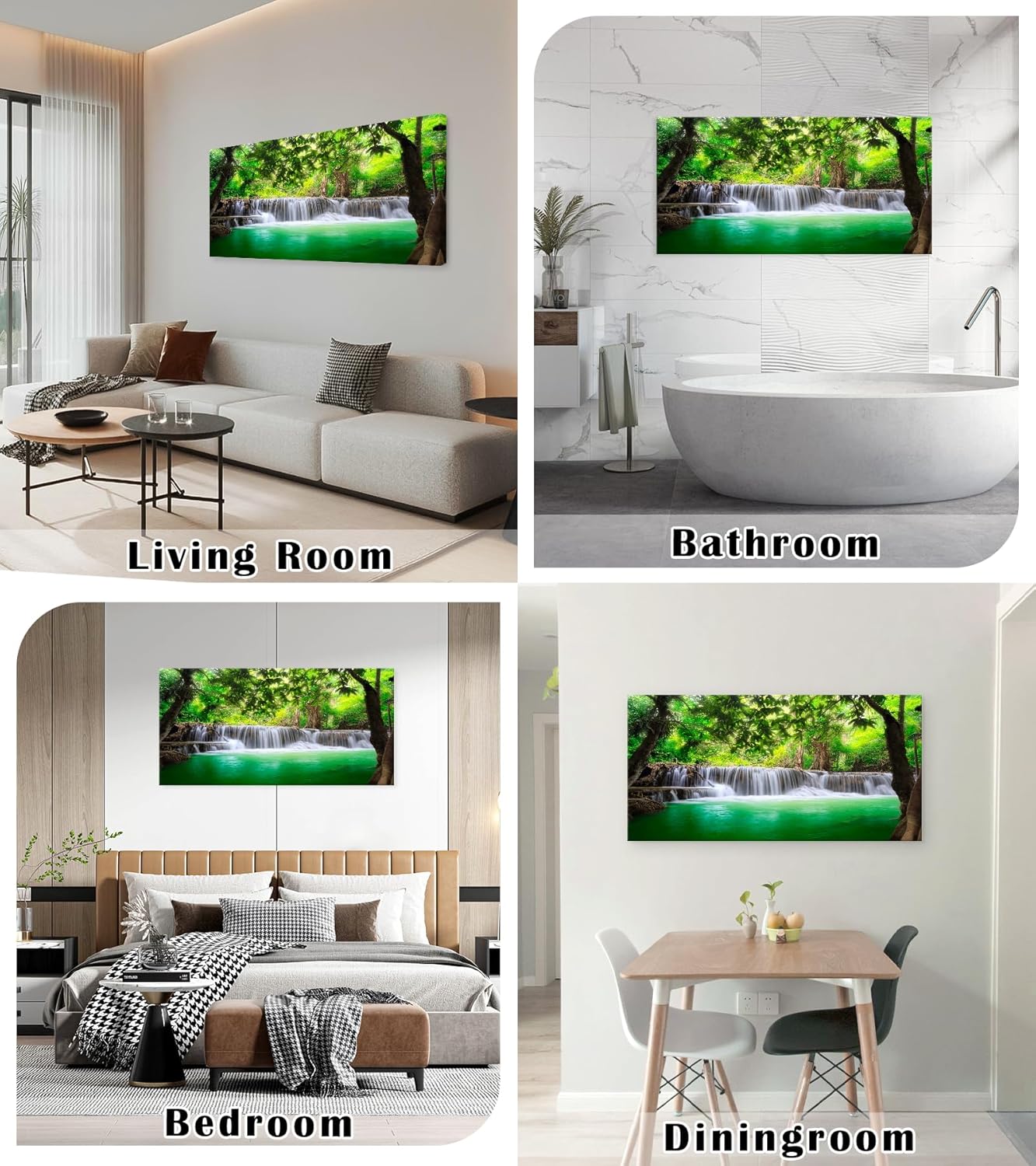 Cao Gen Decor Art-S01498 1 Panels all Art Tropical Beautiful Waterfall Prints Light Green Forest Natural Landscape Picture Canvas Paintings Creek Scenery Spring for Home Wall Decor Artwork