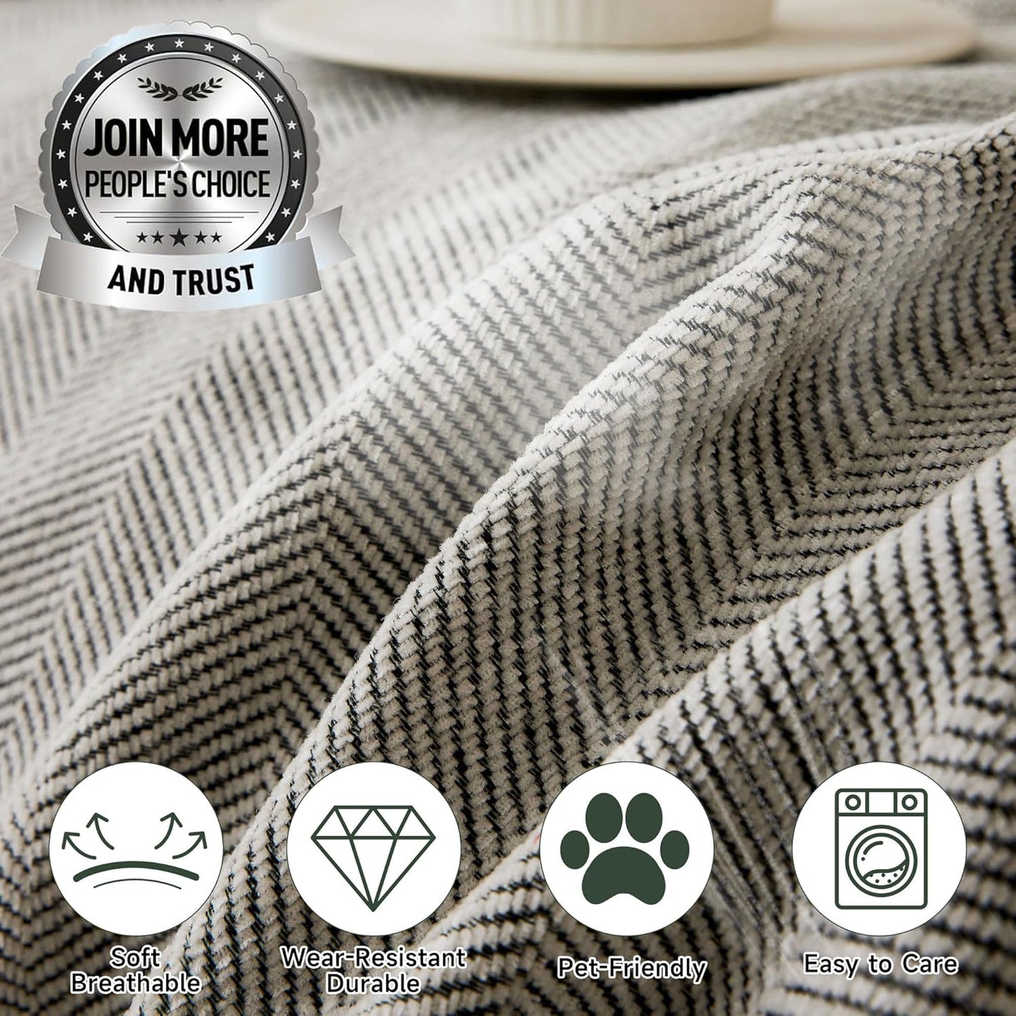 STACYPIK Silver Gray Chenille Sofa Cover for Dogs, Jacquard Multi-Use Couch Covers, Pet Protector for 2 Cushion Couch with Tassel, Washable Loveseat Cover for Sectional, L Shaped Couch Cover-71X118IN