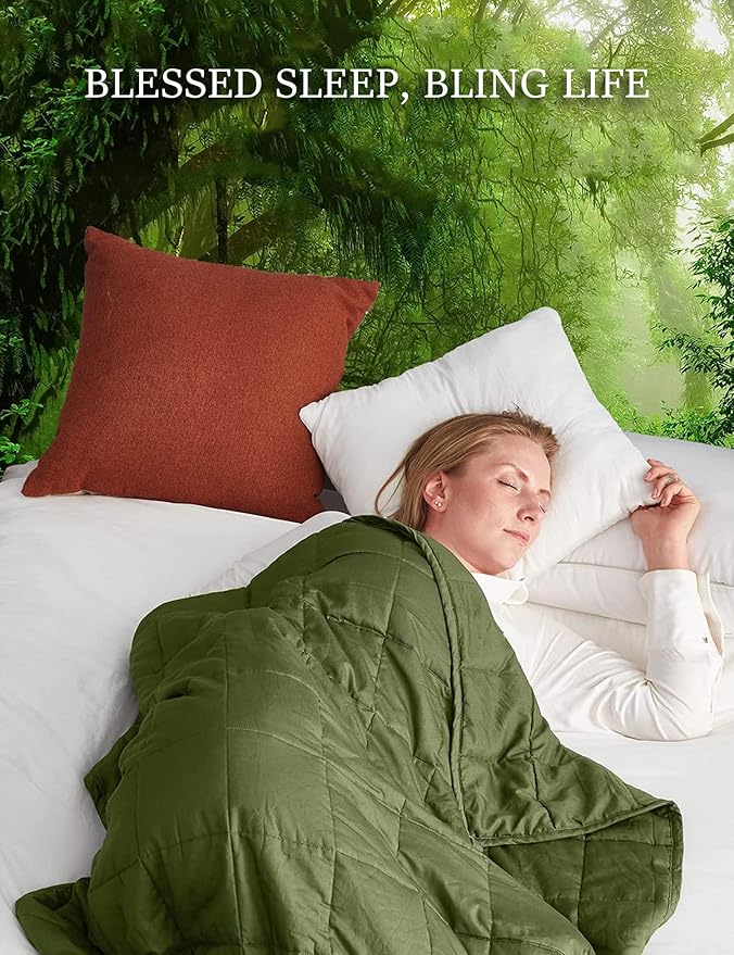 BB BLINBLIN Weighted Blanket Heavy Blanket for Cool & Restful Sleep, Premium Soft Material and Glass Beads (Veridian Green, 60''x80'' 12lbs), Suit for Adult(~110lb) Use on Queen/King Bed
