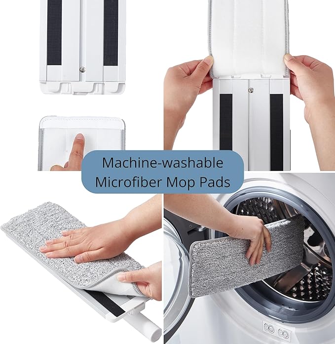 Mop and Bucket Set with Pump System for Home, Hands Free Self Cleaning with 3 Compartments to Separate Clean from Dirty Water, with 2 Machine Washable Microfiber Mop Pads, Patent Pending, in Gift Box