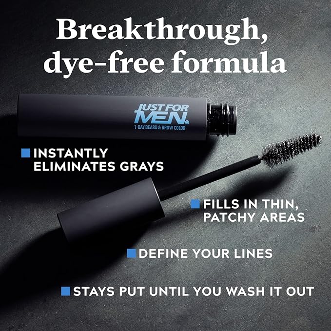 Just for Men 1-Day Beard & Brow Color, Temporary Color for Beard and Eyebrows, For a Fuller, Well-Defined Look, Up to 30 Applications, Light Brown (Pack of 2)