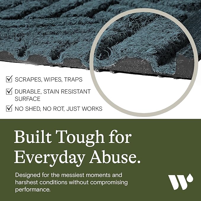 WaterHog Welcome Mat for Indoor/Outdoor, 2’ x 3’, Made in USA, Durable & Water-Resistant, Dirt Trapping Mat, Decorative Front Door and Entryway Rug, Brittney Leaf Design, Bluestone