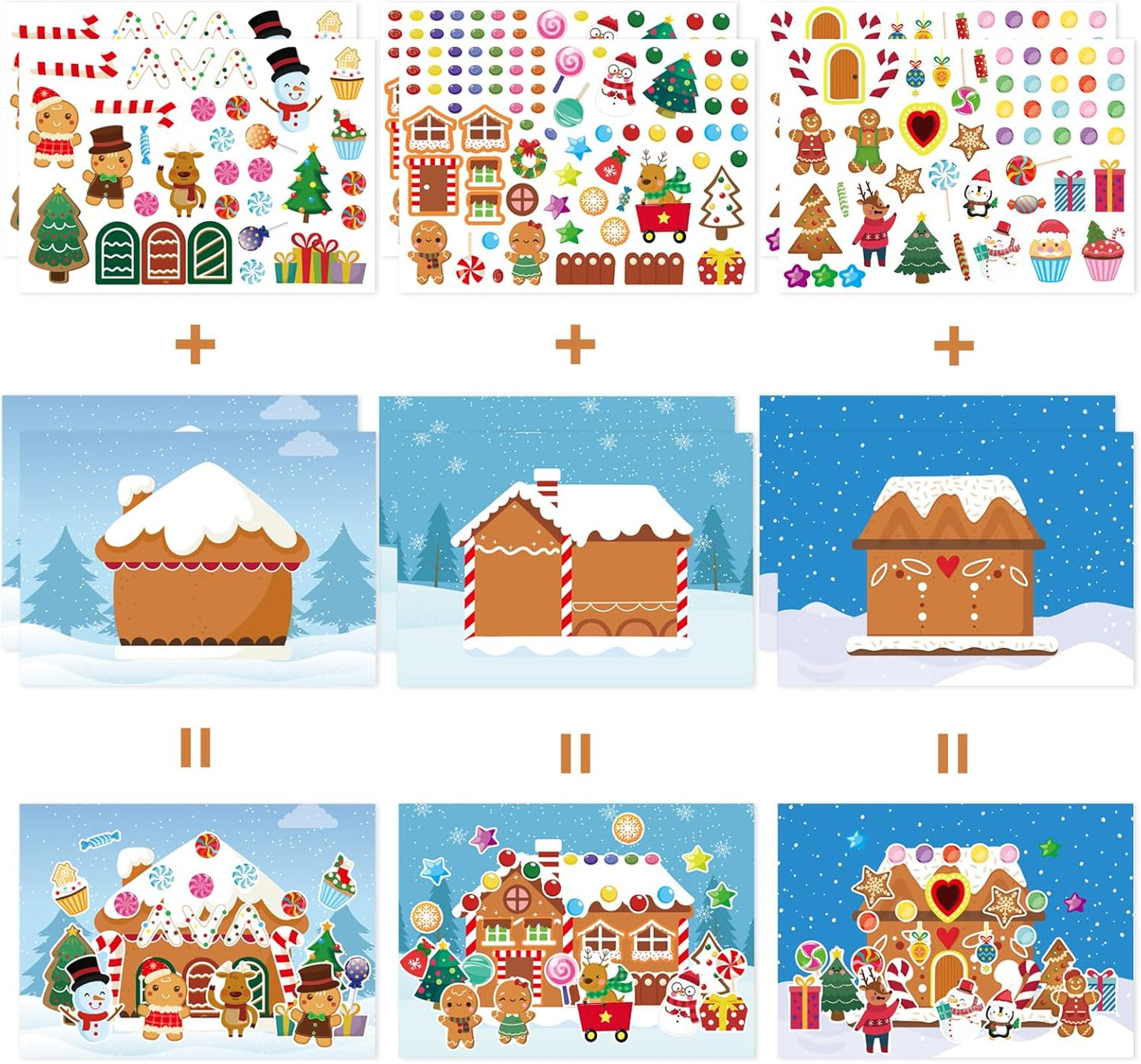 36 Sheets Make a Gingerbread House Stickers - Make Your Own Gingerbread House Stickers, Christmas Party Favor for Kids, Christmas Stickers for Gifts Goodie Bag Stocking Stuffers(12 Set)