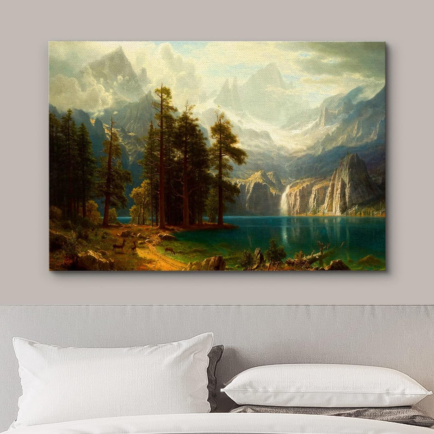 wall26 Sierra Nevada in California by Albert Bierstadt Canvas Prints Wrapped Gallery Wall Art, Stretched & Framed Ready to Hang, 16" W x 24" L