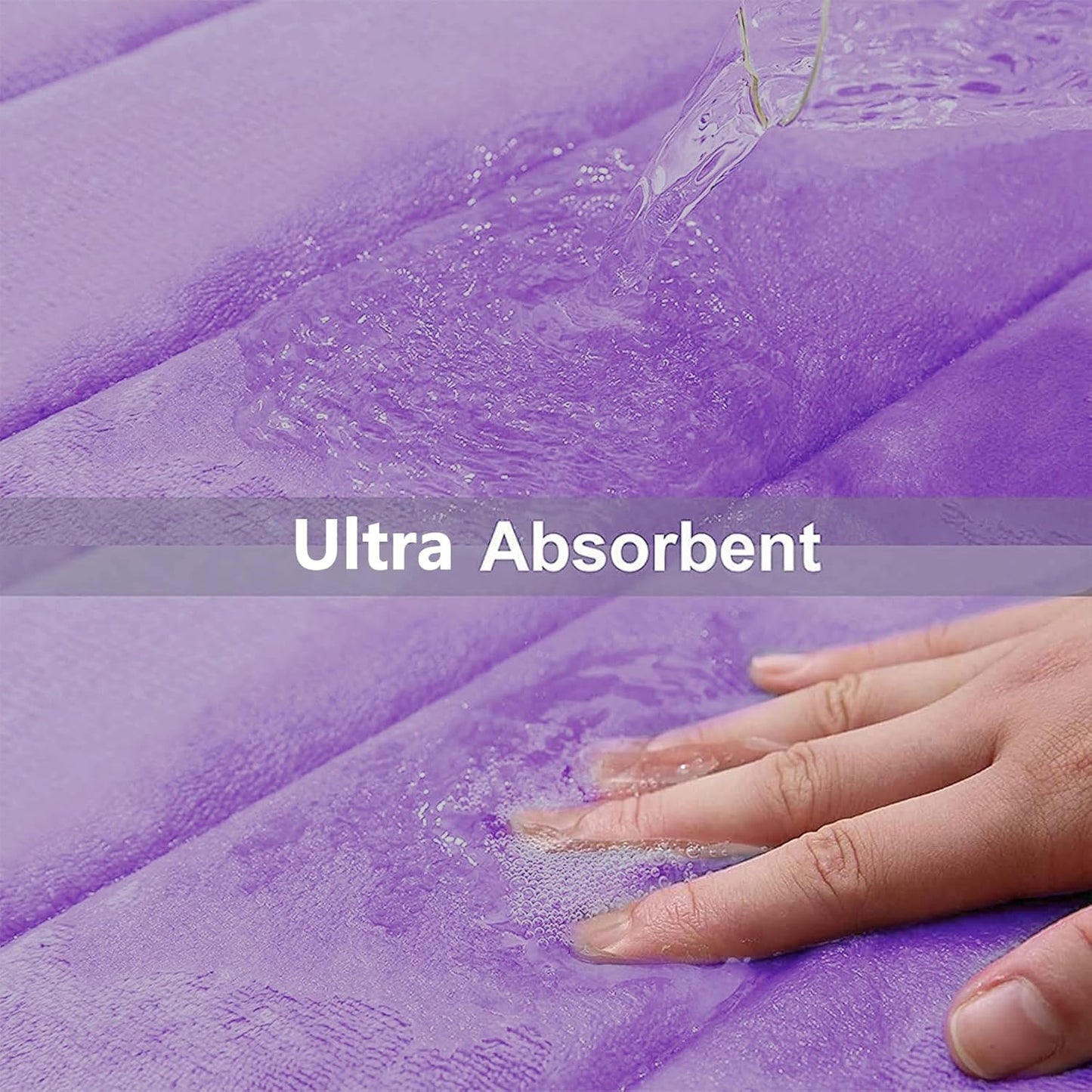 Buganda Memory Foam Bath Mat, 70" x 24", Ultra Soft and Non-Slip Bathroom Rugs, Water Absorbent and Machine Washable Bath Rug Runner for Bathroom, Shower, and Tub, Lavender