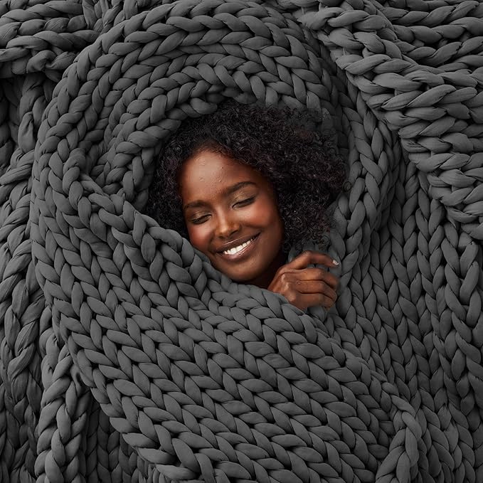 Bearaby Weighted Blanket 10 lbs (40"x64") – Asteroid Grey – Recycled Polyester – Eco-Friendly, Heavy Throw for Adults – Soft, Breathable, Sustainable Comfort