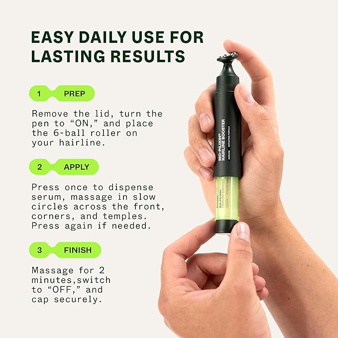 Scandinavian Biolabs Bio-Pilixin® Hairline Booster (Unisex) | Exosome Hairline Activation Formula with Massaging Rollerball Applicator for Hairline Longevity, 15 mL/ 0.5 oz