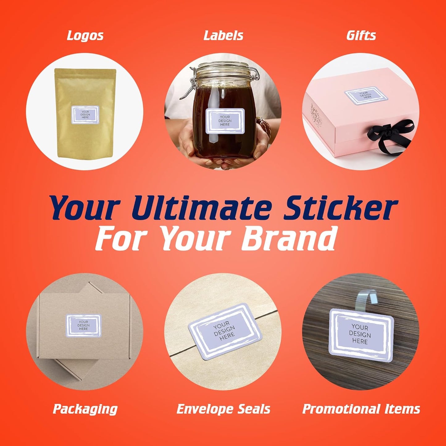 100 Custom Vinyl Stickers - Upload Your own Image, Text, Design, Logo - Personalized Logo Labels for Handmade, Packaging, Bottle, Jars, Candle, Brand Stickers (Lavender Swirls, 5x3)