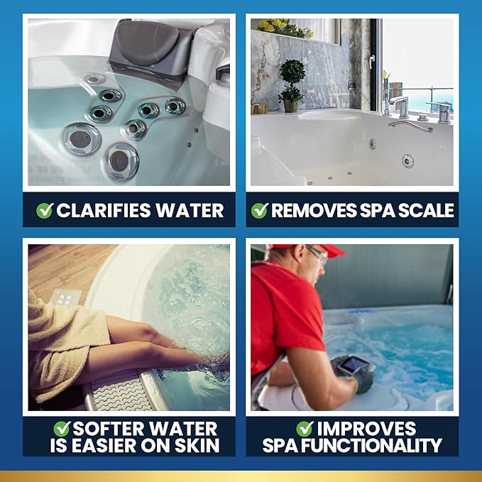 Hot Tub Hard Water Calcium Remover with Scale and Stain Clarifier, Soften Treat and Reduce Spa and Pool Deposits - Quart (32 oz)