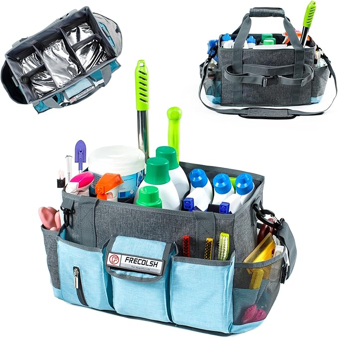Cleaning Caddy for Cleaning Suppliers Organizer with Pockets for House Cleaning Essentials, Cleaning Organizer, Wearable Cleaing Bag Tote, Storage Caddy for Housekeeping