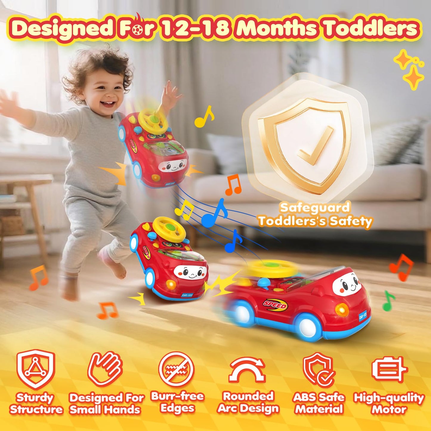 DADAPALS Toddler Toys for Ages 1-2 Boy - Push Car Racing Adventure Steering Wheel Driving Games,nteractive Learning Educational Christmas Birthday Gift for Kids Age 1 2 3(Red)
