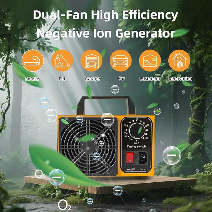 HHGM 9000 Million Dual-Fan Negative Ion Air purifier Odor Eliminator Air Purifiers Filterless Ionizers Air Freshener Air Cleaners for home, Office, Dust, Pets, Smoke