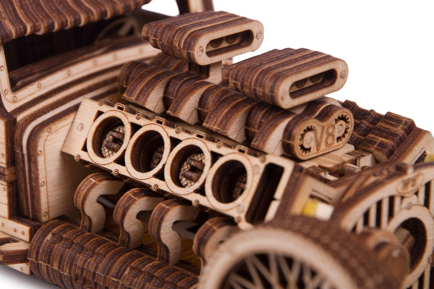 Wood Trick Hot Rod Wooden Model Car Kit to Build - Rides up to 32 feet - Detailed - 3D Wooden Puzzles for Adults to Build - Engineering DIY Mechanical Wood Model Kits for Adults