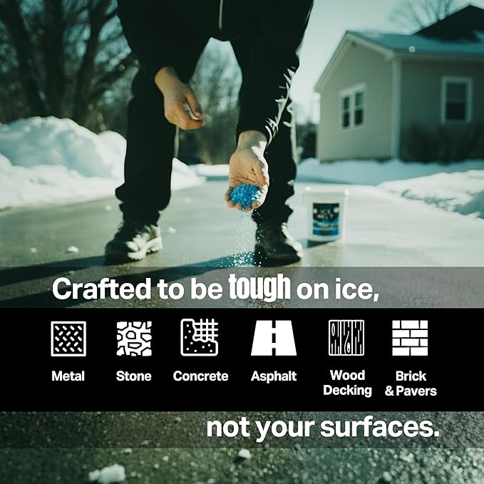 Peach Country Blue Ice Melt Pet Friendlier Eco-Friendly De-Icer, Fast-Acting Granules for Driveways, Walkways & Entryways, 45 lb Pail