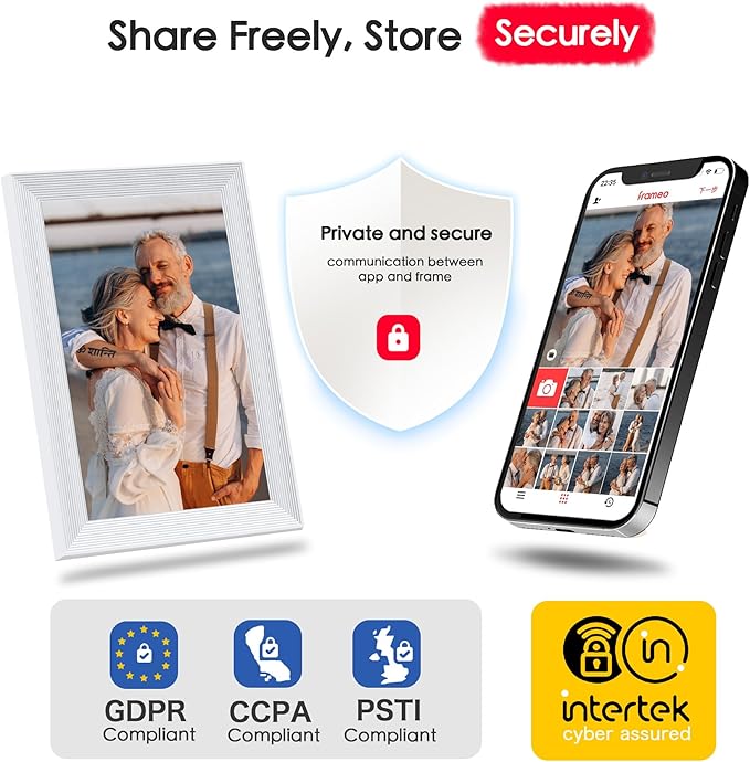 Digital Picture Frame, 10.1 inch Frameo Digital Frame WiFi, 1280 * 800 IPS HD Touchscreen, 32GB Storage, Instant Share Pictures Video, Smart Photo Frame Electronic, Gifts for Mom, House Warming