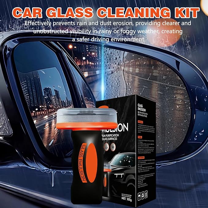 Glass Oil Film Remover for Car, Oil Film Remover for Car Windshields and Windows,Removes oil film & Smudges, Improve Windshield Clarity for Safe Driving