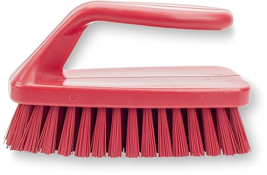 SPARTA Scrub Brush with Iron Shaped Handle and Stiff Bristles, Heavy Duty Scrubber Brush for Kitchen, Bathroom, Shower, Tile, Sink, Carpet and Bakepans, Polypropylene, 6 Inches, Red, (Pack of 6)
