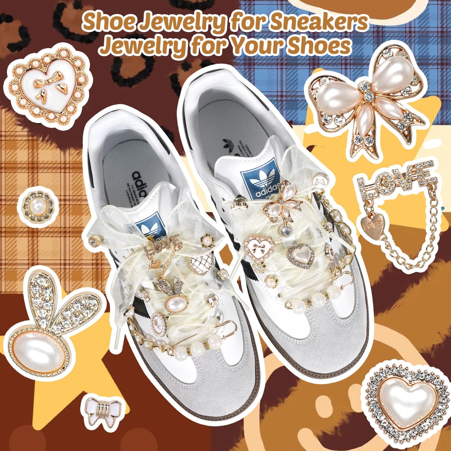 Lugailly Shoe Charms for Sneakers, Junk Socks Charms Kit, 100 PCS Pink Sneaker Charm for Women Teen Girls with Satin & Lace Shoelaces, Cute Shoelace Charm for Shoe Jewelry Decoration Accessories