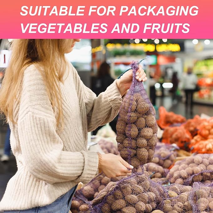 uxcell 100PCS Reusable Mesh Produce Bags, 15.7 Inches Egg Hatching Bags Washable Breathable Fruit Net Stretchable Mesh Netting Storage for Seafood Vegetable Onion Grocery Shopping, White