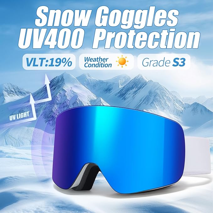 Ski Goggles OTG Snow/Snowboard Goggles Snowboarding Goggles Over Glasses Ski Goggle for Men Women Adult