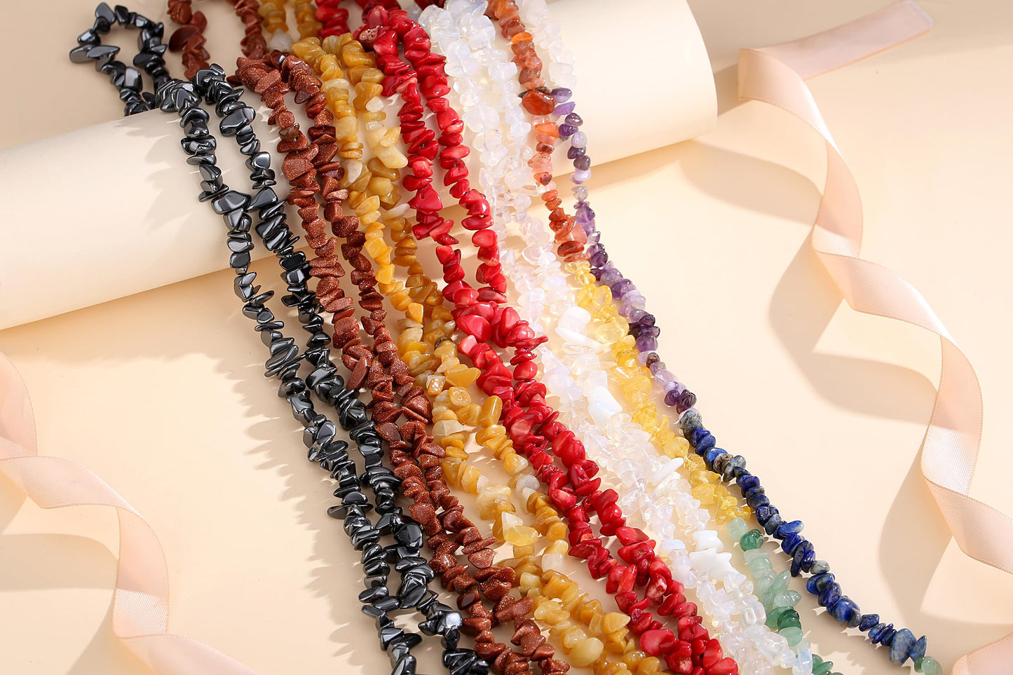 ZHIYUXI 400pcs Chakra Beads 5-8mm Beads Crystals Chips Gemstones Beads for Bracelet Making Irregular Chakra Stones Loose 1 Strand Rocks Bead Crystal for Jewelry Making DIY Craft Gifts