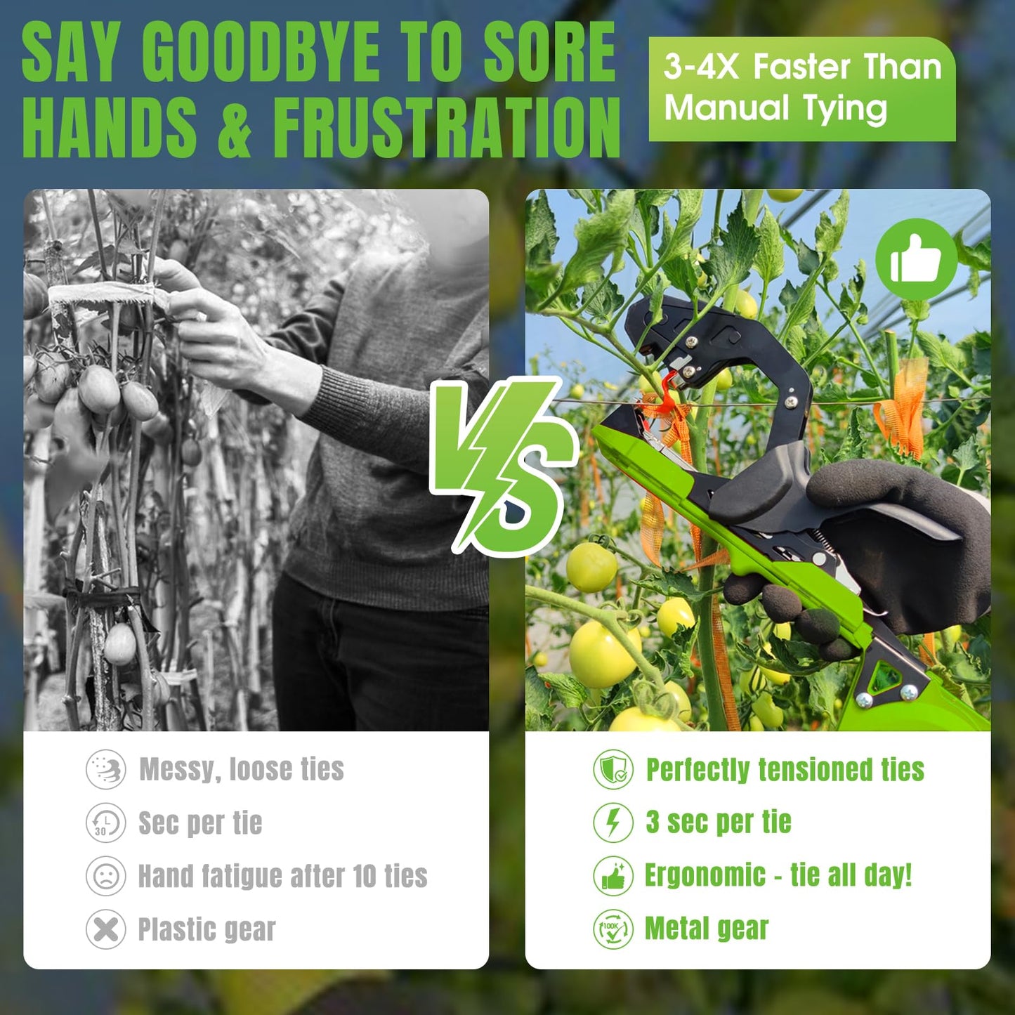 SWANSOFT Plant Tying Machine, Lightweight Plant Vine Tying Tape Machine Tool, Planting Tape Gun for Tomatoes, Grapes and Vegetable Garden, Come with 20000pcs Staples 20 Rolls (Green-New)