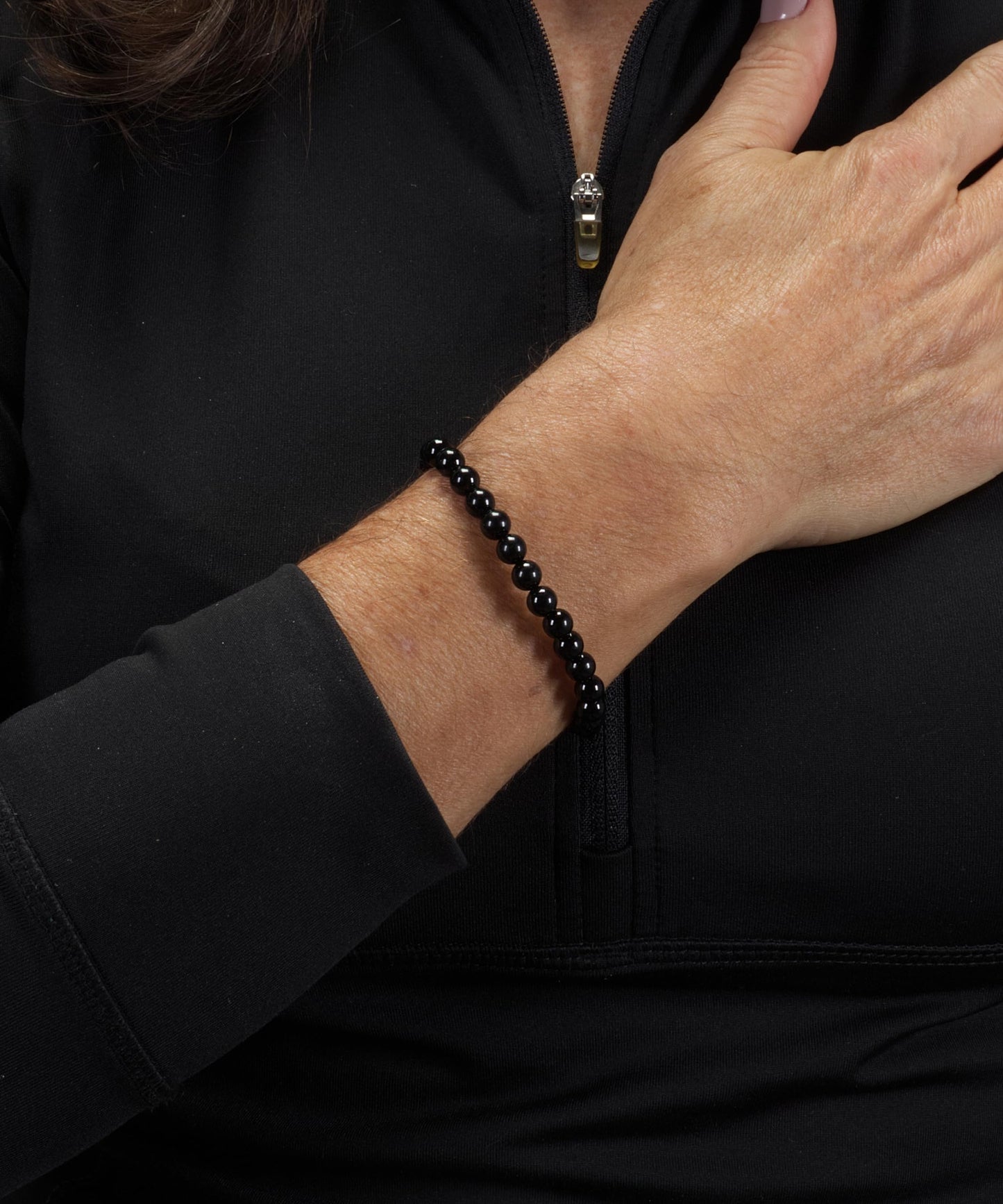 Cherry Tree Collection - Small, Medium, Large Sizes - Gemstone Beaded Bracelets For Women and Men - 6mm Round Beads (Black Agate - Medium)