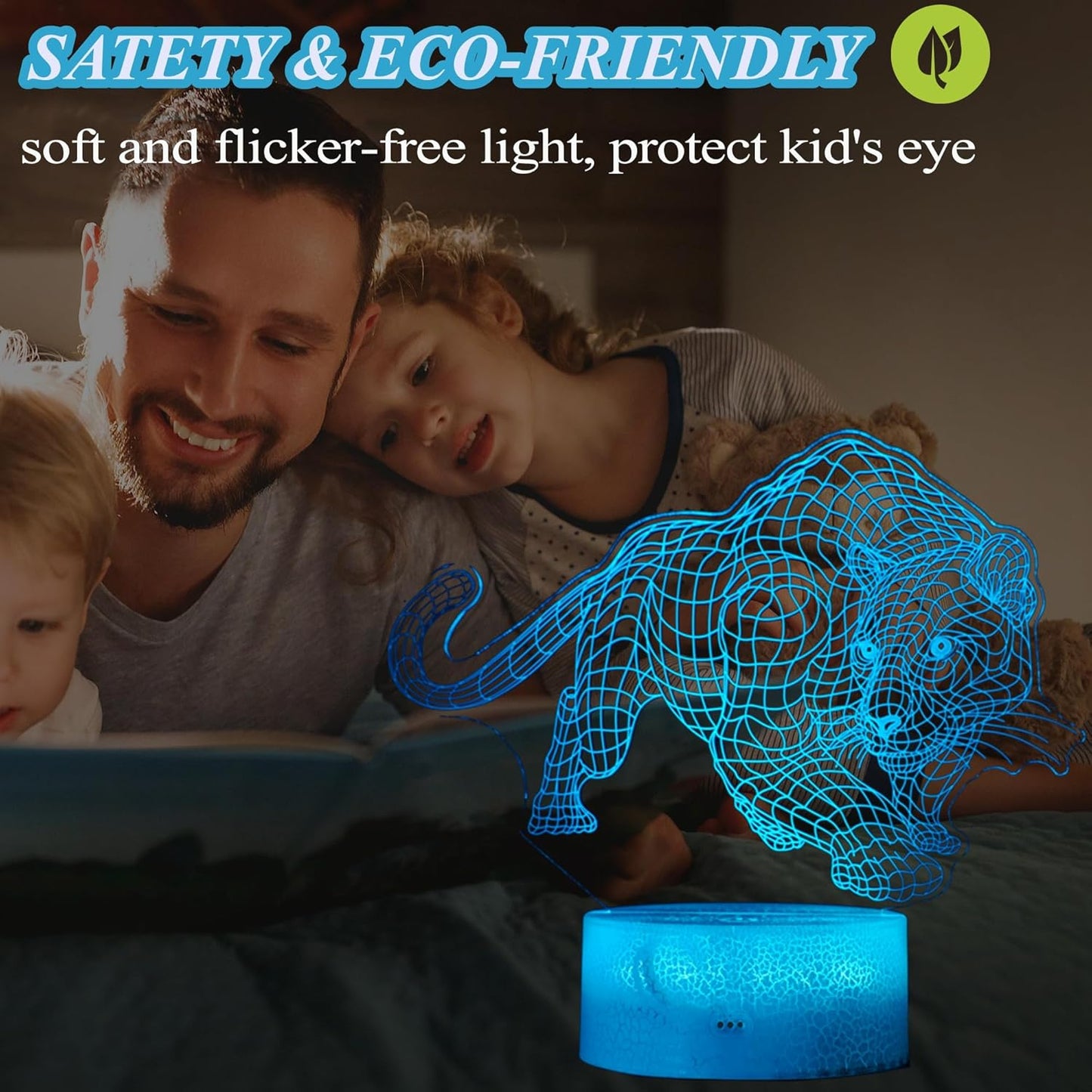 Panther Night Light, 3D Illusion Lamp, 16 Colors Changing, Timer, 4 Flash Modes, Dimmable, Kids Room Decoration, Xmas Panther Gifts
