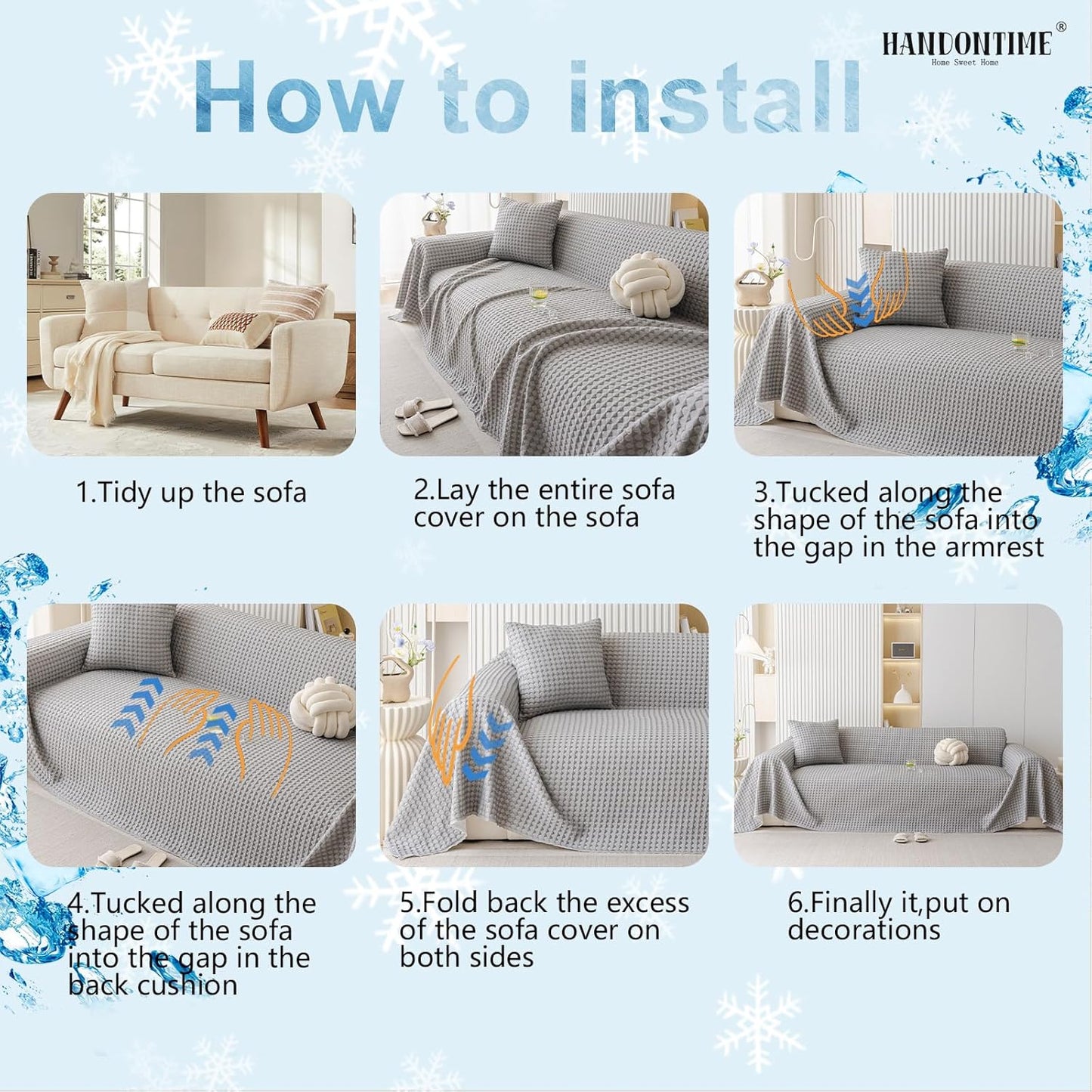 HANDONTIME Cooling Dog Couch Cover Ice Silk Washable & Breathable Pet Sofa Protector, Durable Couch Covers for Sofa Pet Friendly Soft Dog Cooling Bed Cover Sofa Protector Covers (Grey, 71"x150")