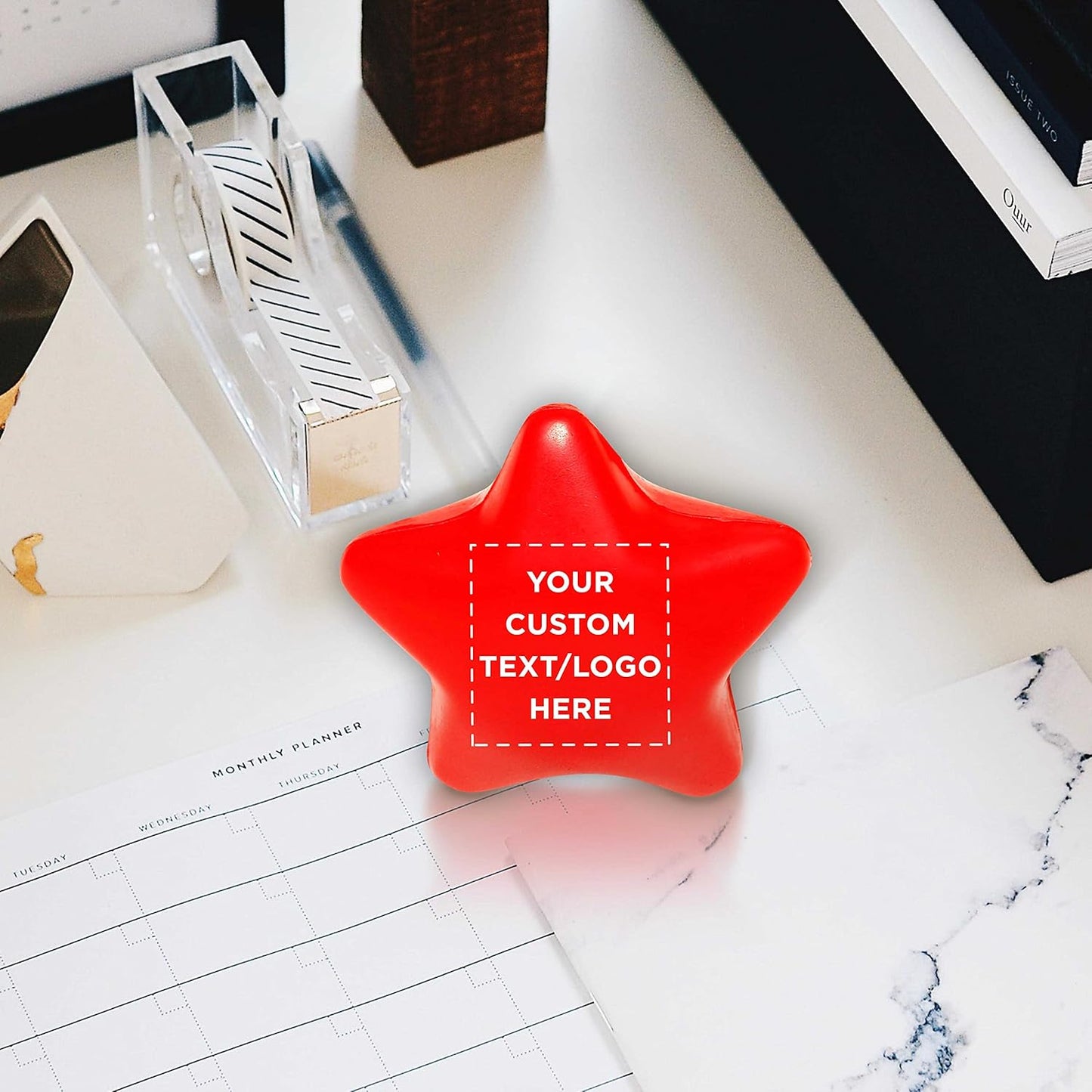 DISCOUNT PROMOS Custom Star Squeeze Balls Set of 10, Pesonalized Bulk Pack - Perfect for Promotional Giveaways - Red